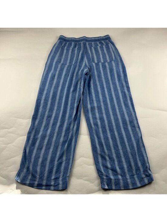 Old Navy Bright Blue Striped Linen Blend High Rise Wide Leg Lounge Pant M - Picture 6 of 7